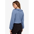 thumbnail image 2 of Ellos Plus Size Stretch Textured Knit V-Neck Ruffle Front Top, 2 of 2