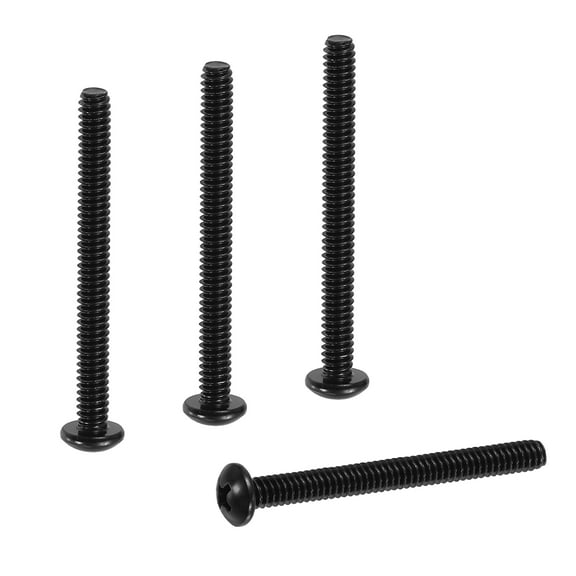 Uxcell #10-24 x 2" Pan Head Machine Screws, 25 Pcs 304 Stainless Steel Screws for Cabinet Drawer Knob Pull, Black Oxidation