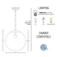 thumbnail image 4 of Kira Home Ceres 14" Mid Century Modern Globe Pendant Light, Minimalist White Frosted Glass Orb Hanging Lamp, Cool Brass, 4 of 7
