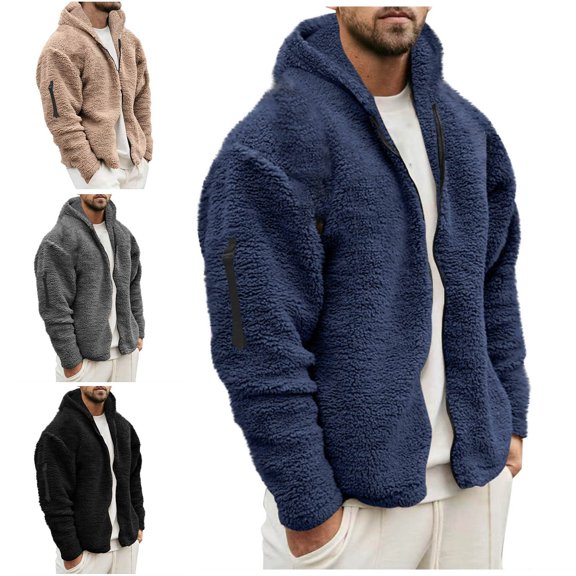 Zysthvn Fall Jacket for Men Warm Lightweight Athletic with Hood Coats for Men Long Sleeve with Pockets Solid Full Zip