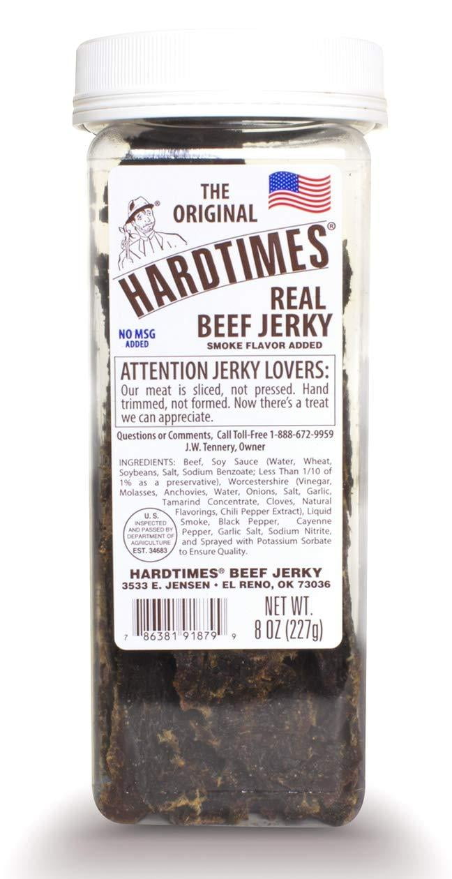 Hard Times 8oz Jar Original Real Beef Jerky Sliced Hand Trimmed Dry Tough Jerky For HardTimes