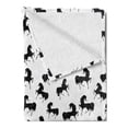 thumbnail image 2 of Horses Soft Flannel Fleece Blanket, Farm Animal Silhouettes with Various Poses Galloping Trotting Cantering and Loping, Cozy Plush for Indoor and Outdoor Use, 60" x 80", Black White, by Ambesonne, 2 of 5