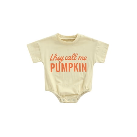 

Newborn Baby Halloween Outfit Long Sleeve Pumpkin Romper Sweatshirt PIE KINDA GUY Onesie Bodysuit Jumpsuit