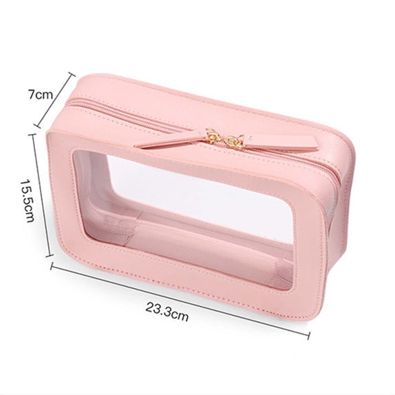 Rkxzt Cosmetic Bag Transparent Makeup Bag with Zipper 9x6x1 Inch PVC Leather Travel Organizer for Cosmetics and Accessories Home Storage|Pu,Black