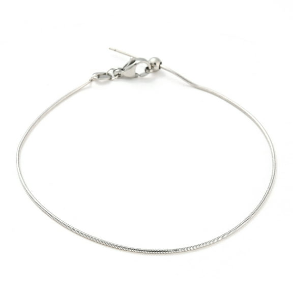 10pc Non-Tarnish 304 Stainless Steel Add a Bead Adjustable Snake Chains Bracelets for Women Stainless Steel Color 21.4x0.1cm.