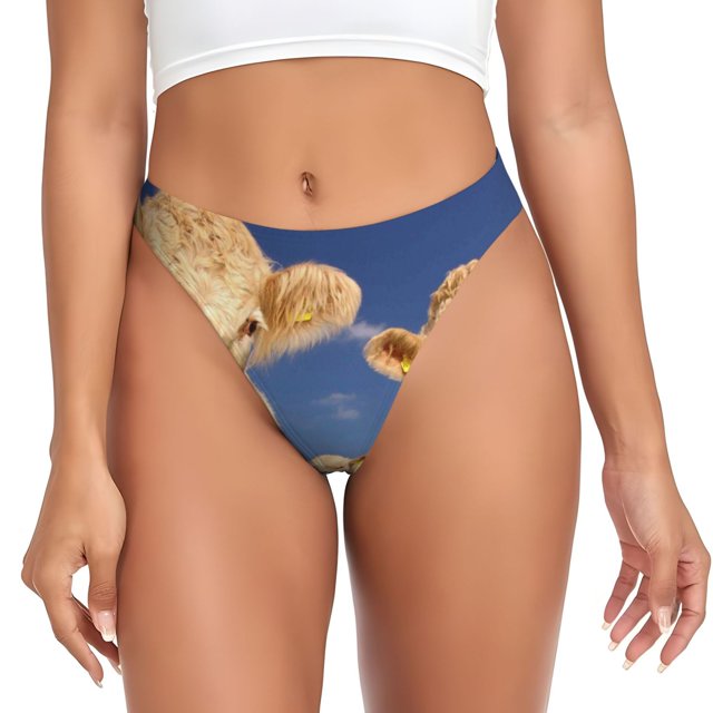 Fotbe Cows Cattles Tanga Sin Costuras para Mujer con Estampado – Panties Invisibles, Transpirables y Cómodos para Uso Diario-Medium
