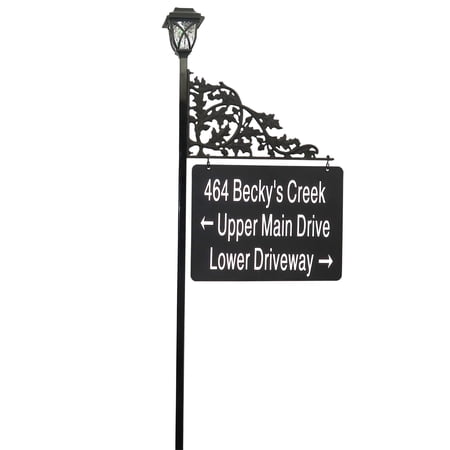 Address America USA Handcrafted, Double-Sided Reflective Oak XL Address Sign With LED Solar Light - 47" Pole