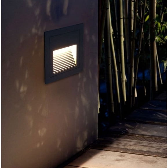 Aplique de pared LED empotrado de 3 W para escaleras (blanco cálido), lámpara de noche, iluminación decorativa de aluminio, IP65