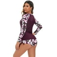 thumbnail image 7 of IDOPIP Women 2 PC Rash Guard Long Sleeve Swimsuits Swim Shirt with Shorts Set Surf Bathing Suits, 7 of 7