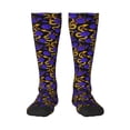 thumbnail image 2 of Picia Women Crew Soft Moisture-wicking Socks Golden Snake And Purple Rose Pattern Design Cotton Socks, One Size fit All, 2 of 9