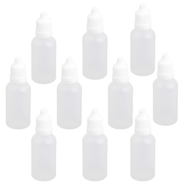 Lote de frascos cuentagotas de plástico rellenables vacíos para líquidos de laboratorio y para ojos. 20ml
