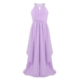 thumbnail image 2 of Manyakai Kids Big Girls Chiffon Sequined Halter Wedding Junior Bridesmaid Flower Girl Dress Long Maxi Lavender 8, 2 of 6