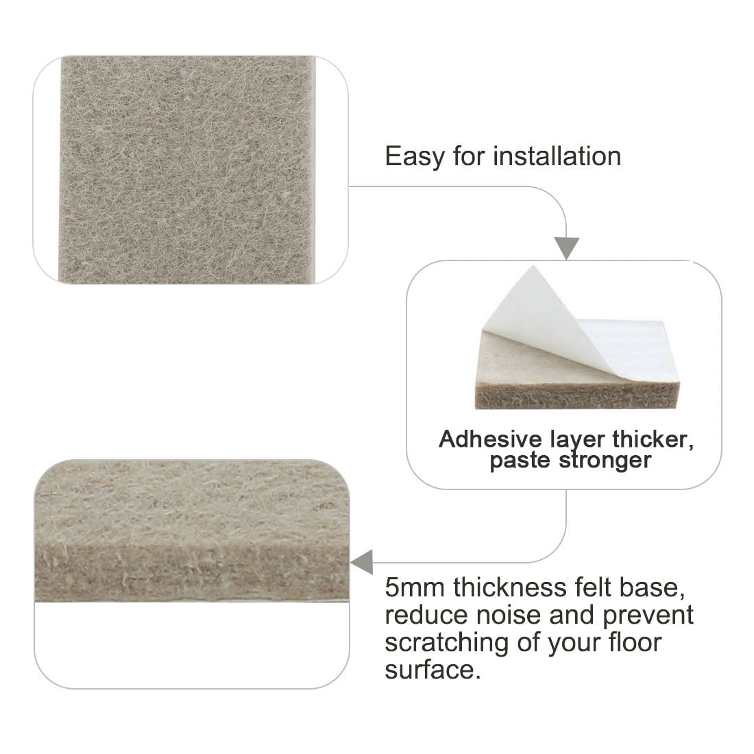 Unique Bargains 70pcs Self-stick Non-slip Anti-scratch Felt Pads for Floors Protector