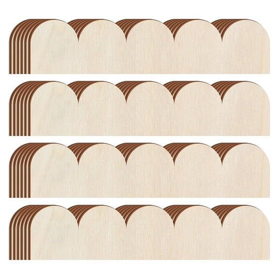 24-Pack Unfinished Scalloped Wood Trim for DIY Home Decor Projects (15.75 X 3.54 Inch)