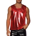 thumbnail image 1 of Camiseta sin mangas metálica Inspire Chic para hombre, cuello redondo, brillante, fiesta disco, color rojo, 1 of 6