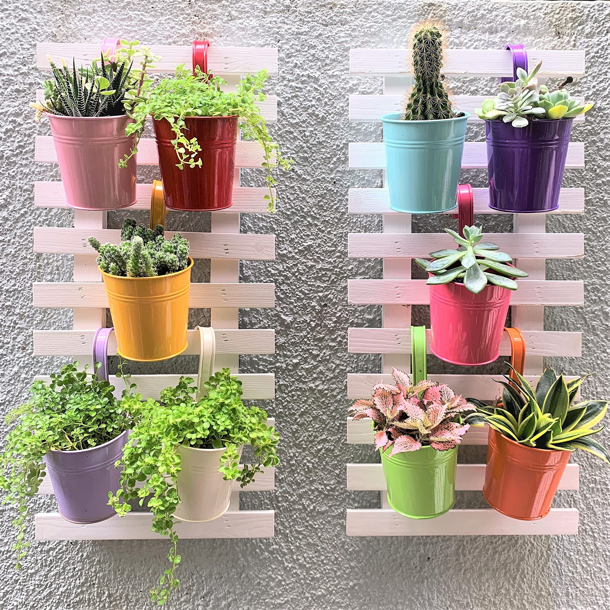 Hanging Planters 10 Pack 4 Inch Balcony Railing Metal Bucket Garden Pots for Outdoor Plants Flower Herb Wall Porch Deck Window Boxes