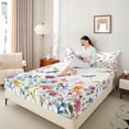 thumbnail image 4 of Homewish Flying Dragonflies Twin Sheet Sets 3pcs for Female Men Adults,Colorful Flowers Twin Fitted Sheet Microfiber,Spring Garden Breathable Flat Sheet,Breathable Home Decor, 4 of 7