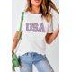 thumbnail image 1 of ABPHQTO Camiseta gráfica de manga corta bordada blanca de EE. UU. para mujer, 1 of 5