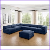 Modern 6-Piece Modular Sectional Sofa with Storage - Soft Blue Chenille for Living Room Comfort & Style