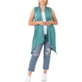 thumbnail image 4 of Women Asymmetrical Draped Open Front Sleeveless Jersey Vest Cardigan, 4 of 4