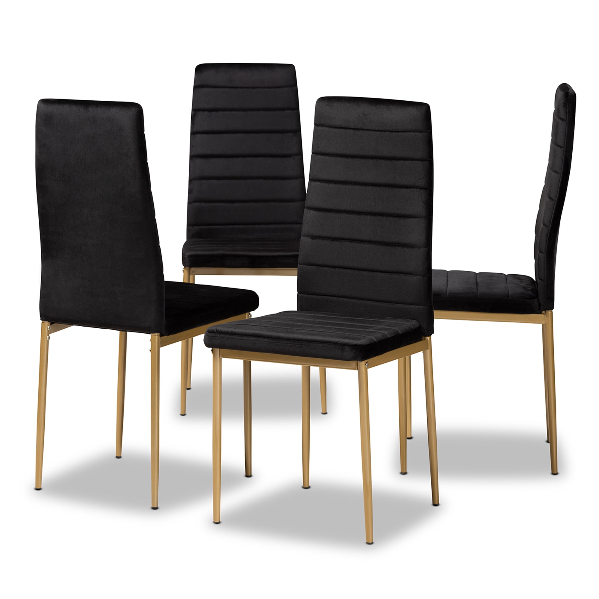 Baxton Studio Armand Dining Chair, Set of 4, Black and Gold