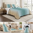 thumbnail image 6 of Twin XL Quilt Set 68''x98'', Teal Yellow Ombre Lightweight Summer Bedspread Coverlet Set with 2 Pillow Shams, Farmhouse Modern Gradient Art Breathable All Season Quilt Bedding for Dorm/Guest Room, 6 of 9