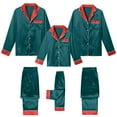 thumbnail image 4 of Jkety Holiday Pajamas for Family Silk Matching Christmas Pajamas for Family Striped Button Down Shirt and Pants Silky Satin Xmas Pjs Sets for Pictures, 4 of 7