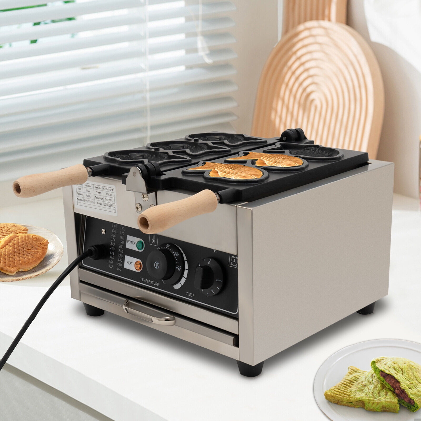 Commercial Taiyaki Maker 3 Well Non-stick Electric Taiyaki Baker Waffle Machine for Fast Food Restaurants