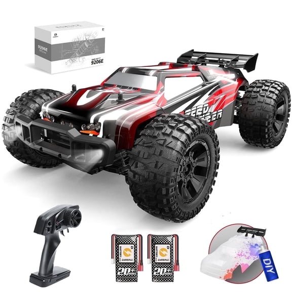 DEERC 9206E 1:10 Scale RC Cars,48  KM/H Hobby Grade High Speed Remote Control Car for Adults Boys,All Terrain 4WD 2.4GHz RC Monster Truck with 2 Battery for 40  Min Play