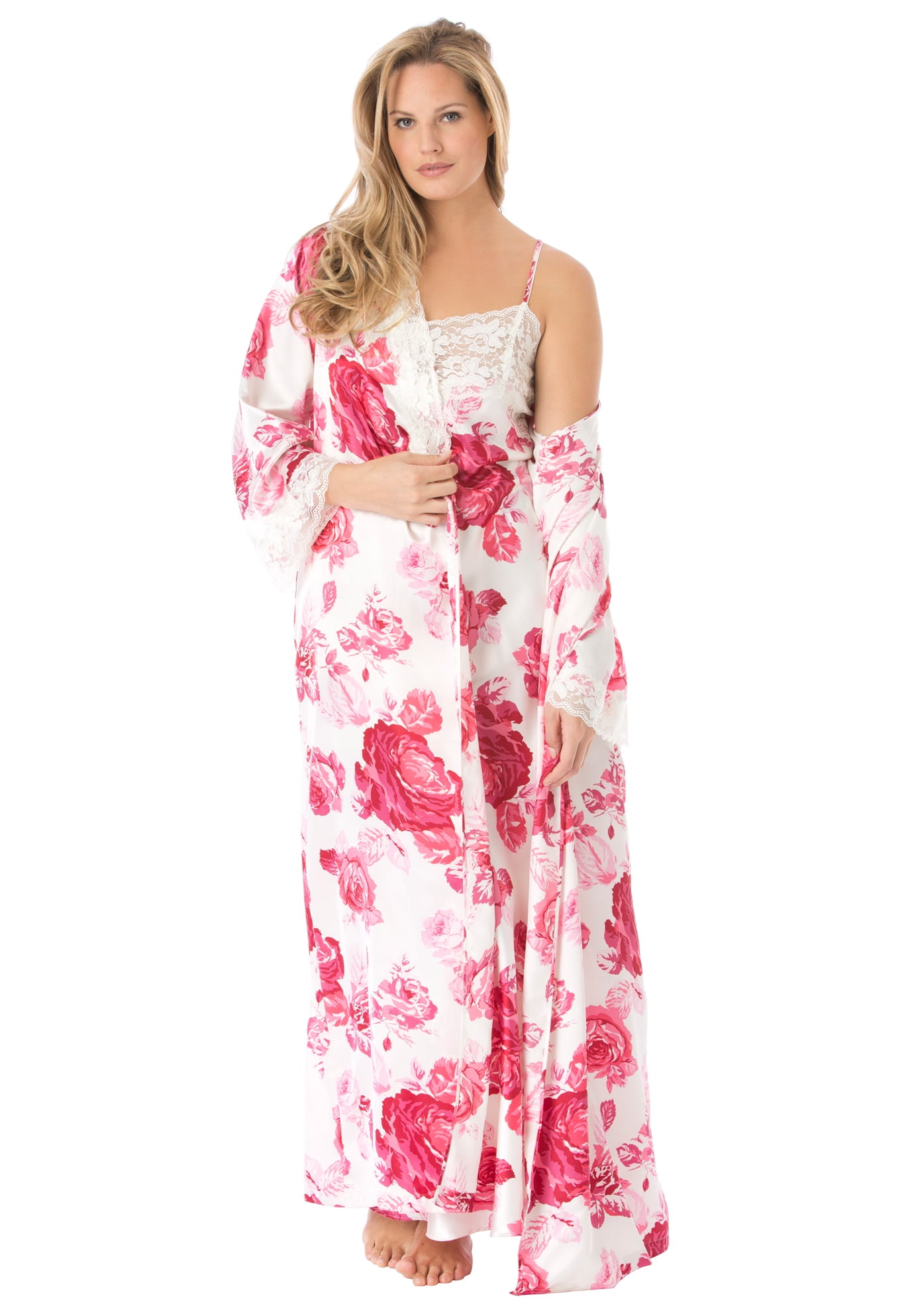 Amoureuse Amoureuse Women's Plus Size The Luxe Satin Long Peignoir