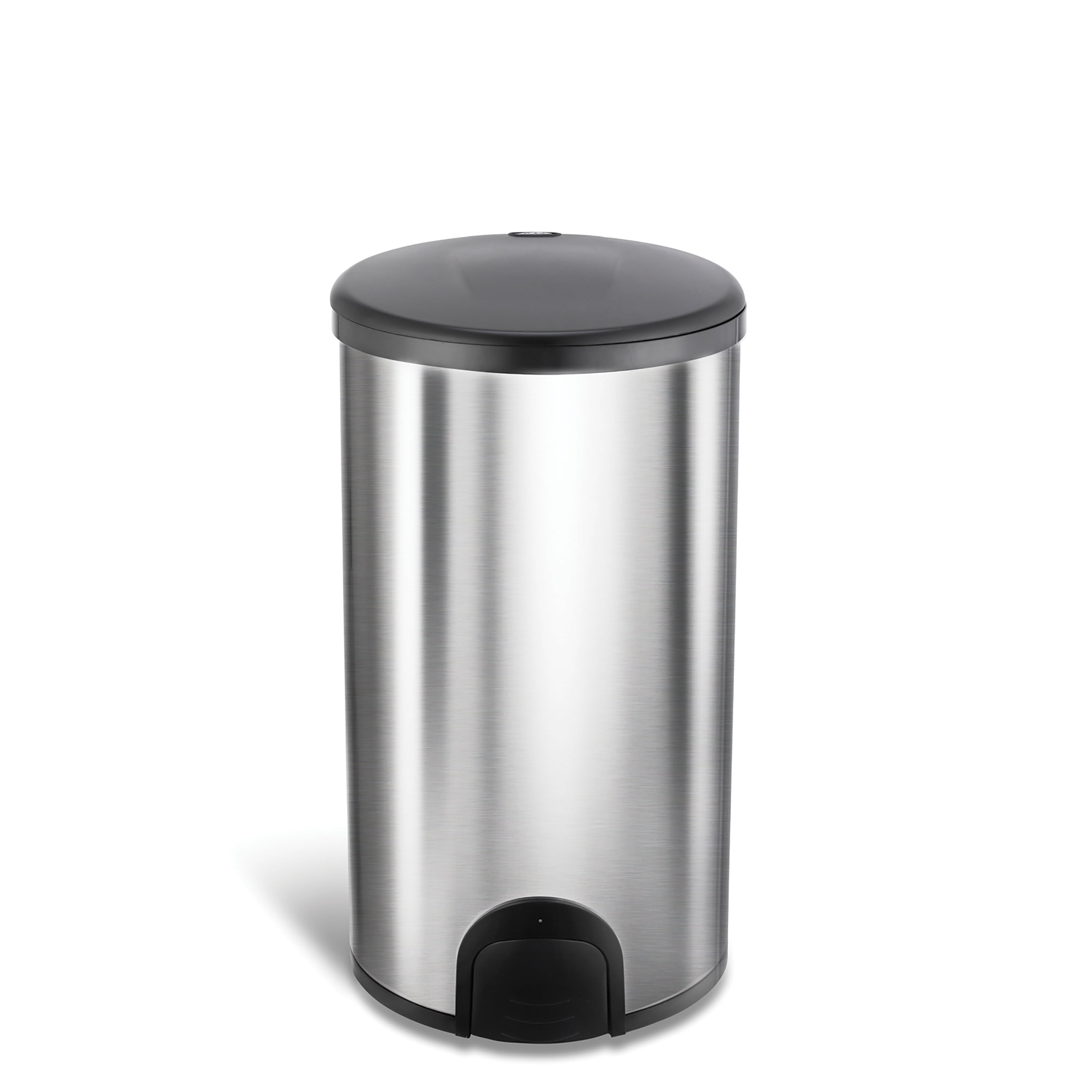 Nine Stars Toe Touch Automatic Trash Can, 13 Gallon Stainless Steel, Foot Sensor Hands-Free Soft-Close Lid Garbage Bin, Silver with Trash Bags