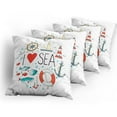 thumbnail image 5 of Ambesonne Nautical Throw Pillow Cover 4 Pack, I Love Sea Words, 16", White Red Blue, 5 of 7