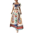 thumbnail image 3 of Women Printed Skirt Outfits Floral Halter Crop Top A Line Maxi Skirt Casual Going Out Sets Flower Color S, 3 of 10
