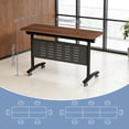 thumbnail image 2 of 47.2" Conference Table, 2 Pack Foldable Flip Top Modular Table with Silent Lockable Wheels, Space-Saving Mobile Training Desk for Office, Classroom & Meeting Spaces, Walnut, 2 of 7