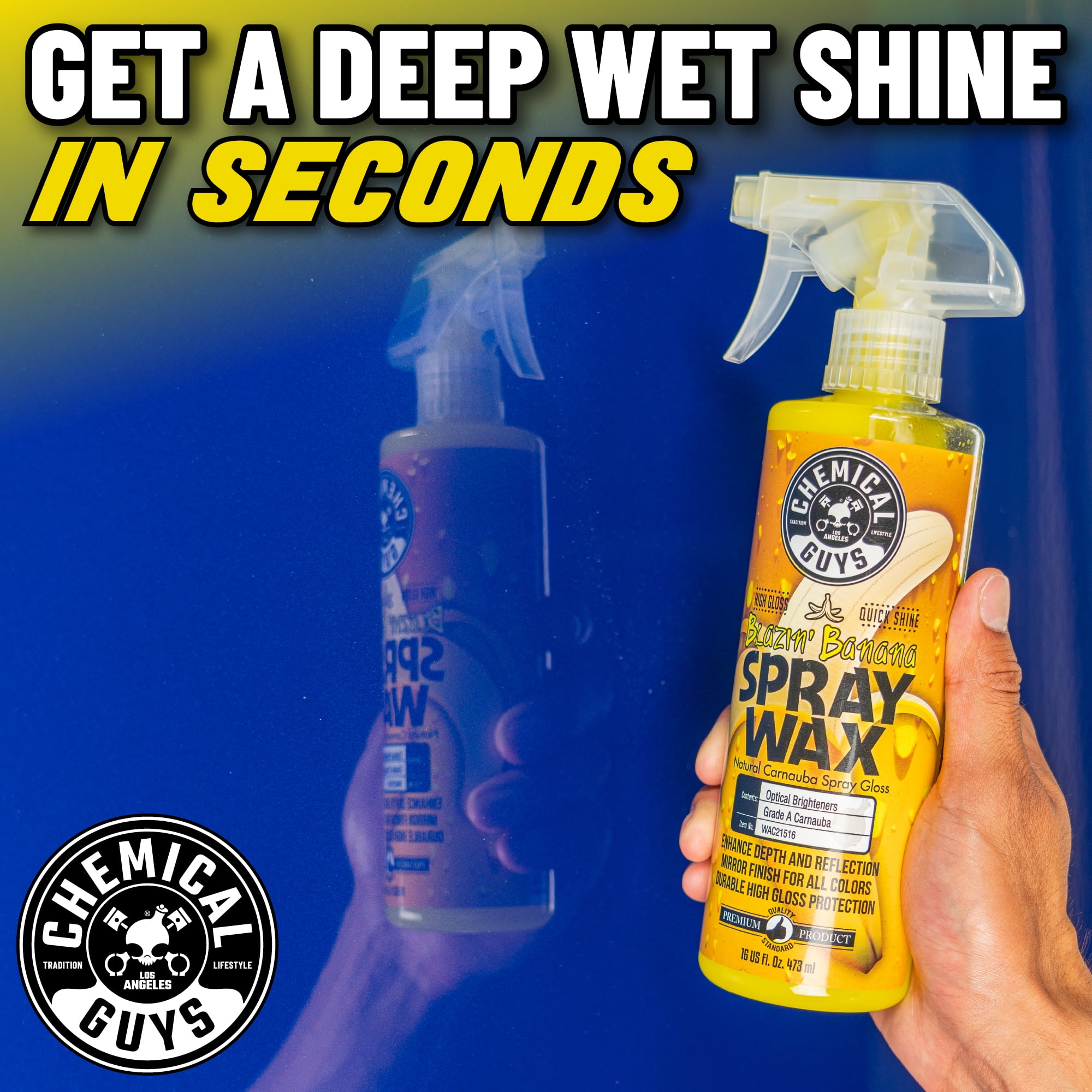 Chemical Guys - Go bananas over the shine that Blazin' Banana delivers on  your ride! 🤩 Blazin' Banana Spray Wax is a super fast and easy-to-use  sprayable wax that literally bonds and