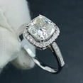 thumbnail image 2 of Women's White Cushion Cut Diamond Halo Engagement Ring 925 Sterling Silver in Size 4, 2 of 5