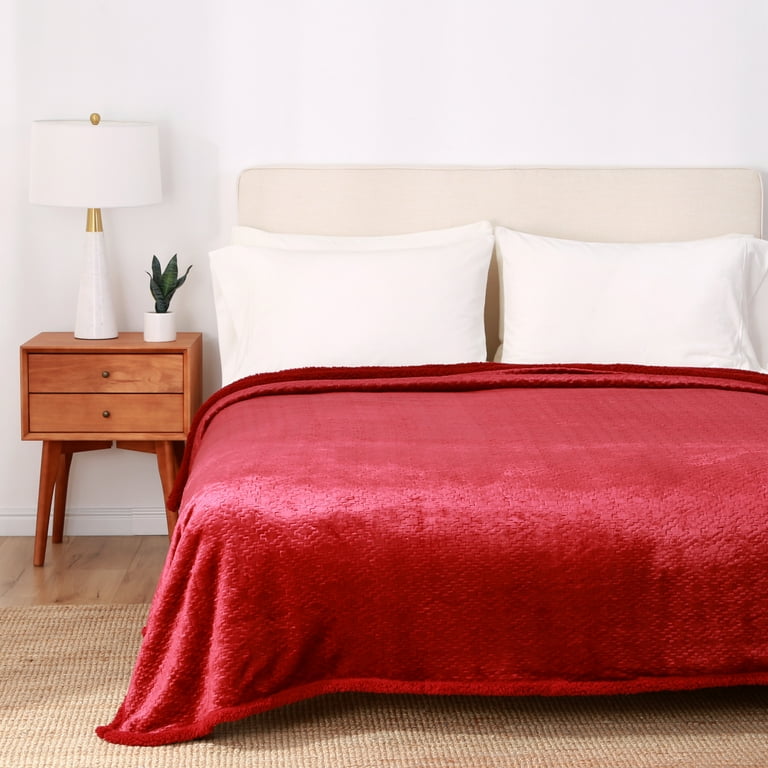 Better Homes Gardens Plush Embossed Reversible Bed Blanket Red Full Queen Walmart
