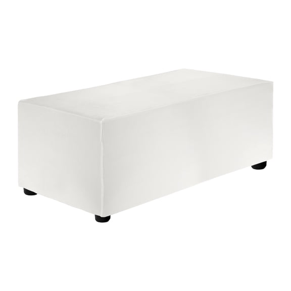 Stretch Ottoman Cover Rectangular Square Ottoman Slipcover with Elastic for Foot Stool Living Room Bedroom Fit Length 83-101cm / 32.68"-39.76", M-Large, White