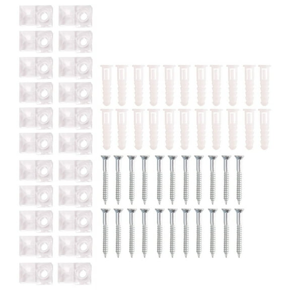 22 Sets of Mirror Holder Clips Kit Crystal Clear Plastic Mirror Clip Mirror Holder Clips Glass Retainer Clips Kit,22 x mirror clips 22 x anchor 22 x screws,Transparent