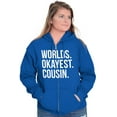 thumbnail image 4 of Worlds Okayest Cousin Family Relative Zip Up Hoodie Men's Women's Brisco Brands X, 4 of 5