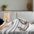 thumbnail image 3 of Vintage Nautical Tattoo Soft Flannel Fleece Throw Blanket, Engraving Look Sketch Anchor Rope Maritime Pattern, Cozy Plush for Indoor and Outdoor Use, 50" x 70", Chocolate and White, by Ambesonne, 3 of 5
