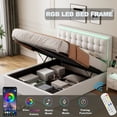 thumbnail image 3 of Tensun White Queen Bed: Modern Tufted Upholstered Platform with Hydraulic Storage, Lift-Up Frame, Heavy-Duty Slat Support, 3 of 5