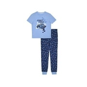 Sleep On It Boys 2-Piece Short-Sleeve Jersey Pajama Pants Set - Fast Track - Blue, Size: M 8/10