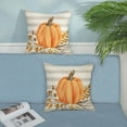 thumbnail image 2 of Fall Pillow Covers 20x20 Pack of 2 Orange Pumpkin Leaf Branch and Stripes Fall Decor Pillowcase Autumn Thanksgiving Decorations Outdoor Throw Pillow Covers Linen Cushion Case for Couch Home, 2 of 6