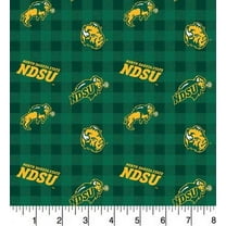 North Dakota State Cotton Fabric with Buffalo Plaid Design-Sold by the Yard