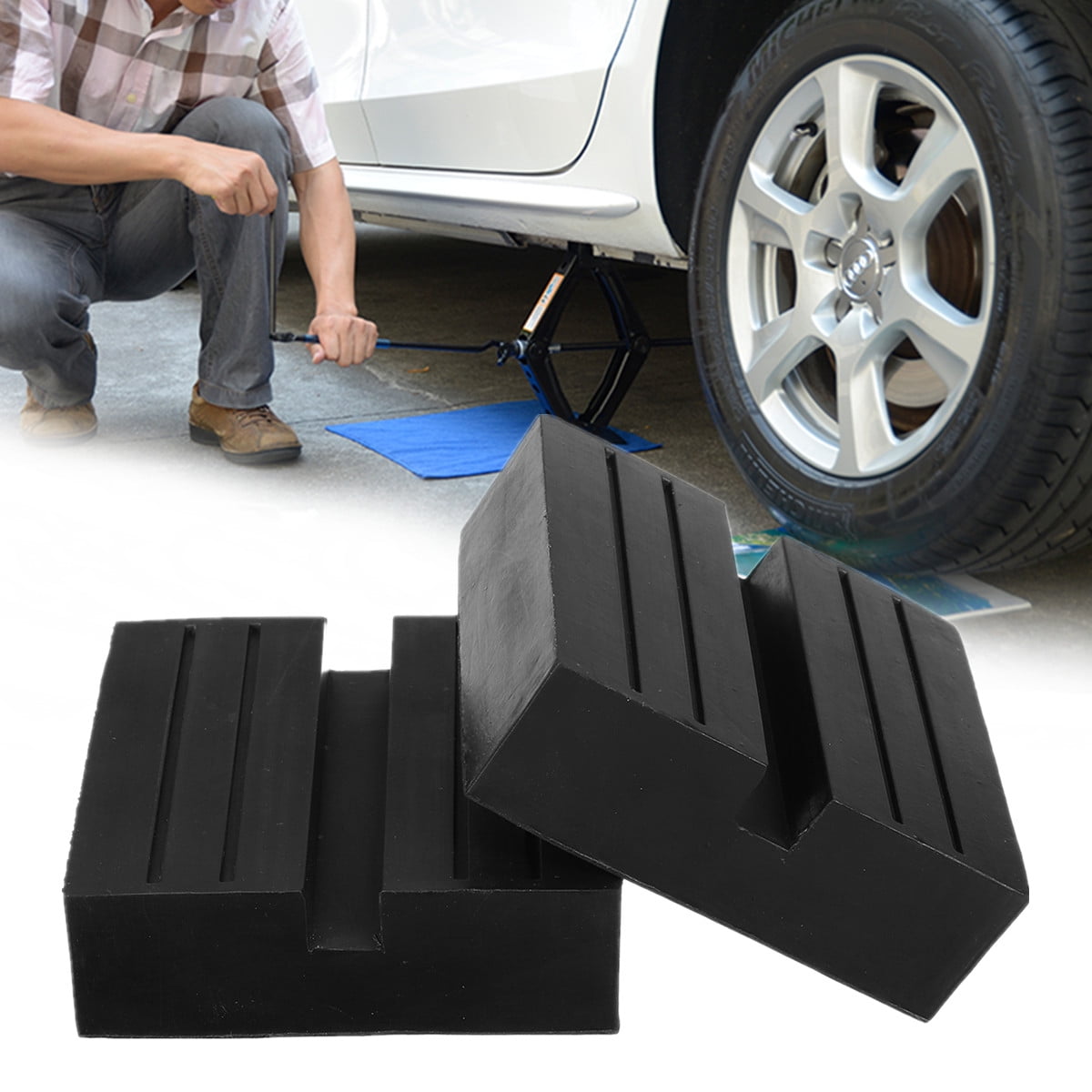 2 Pcs Auto Lift Universal Slotted Frame Rail Protector Trolley Floor