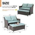 thumbnail image 5 of JOIVI 2-Piece Outdoor Patio Furniture Wicker Love-seat and Coffee Table Set, with Built-in Storage Bin, Grey Rattan, Green Cushions, 5 of 8
