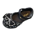 thumbnail image 1 of MEZZALL Girls Sandals Fashion Spring Summer Dress Dance Performance Princess Shoes Sequin Rhinestone Mesh Bow Hook Loop Solid Color Comfortable Comfort Toddler Footwear, Black, 2.5-3 Years, 1 of 6