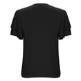 thumbnail image 6 of BXINGOHAI Women's Short Sleeve Shirts V Neck Dressy Casual Blouses Summer Loose Fitting Henley Tops Black L, 6 of 6