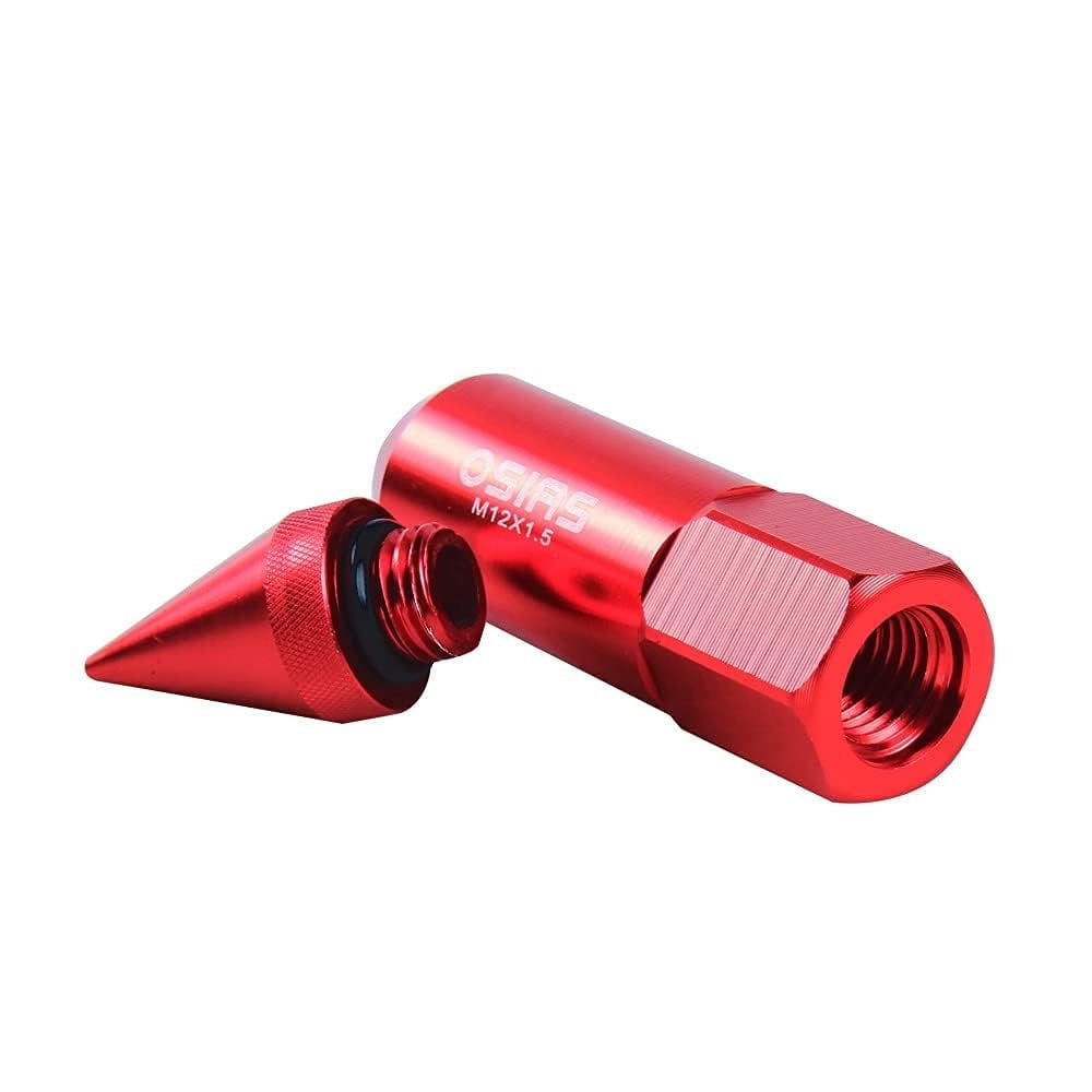 OSIAS 20PCS M12X1.5 Racing Wheel 60MM Lug Nuts With Socket Key For Honda Red
